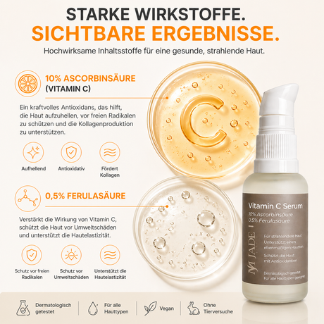Jade Beauty Vitamin C Serum -  10% Ascorbinsäure & 0,5% Ferulasäure (30 ml)
